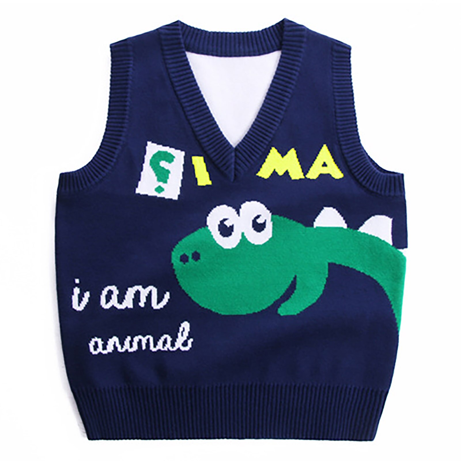 Baby Boy Cartoon Dinosaur Embroidered Pattern Knitted Lovely Sweater