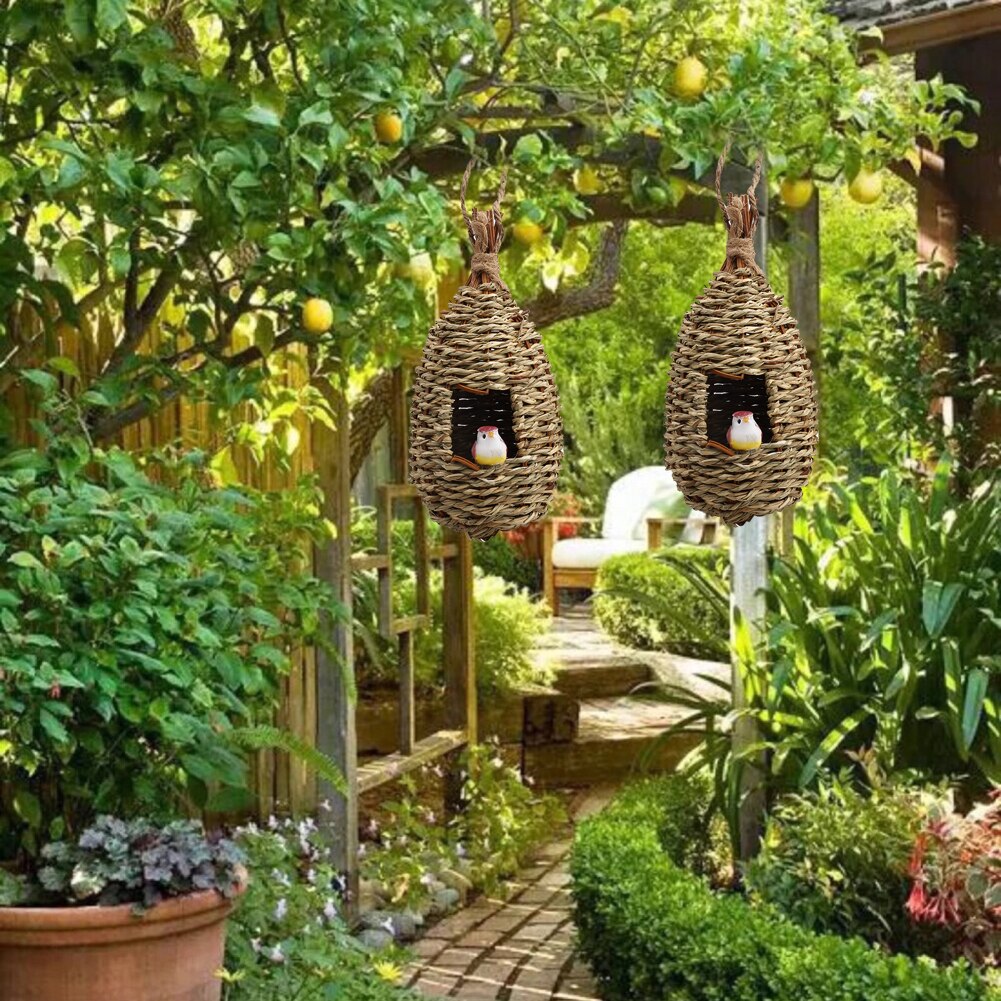 Schattig kolibriehuisje handgevlochten mandje kolibriehuisjes nest klein vogelhuisje om buiten op te hangen