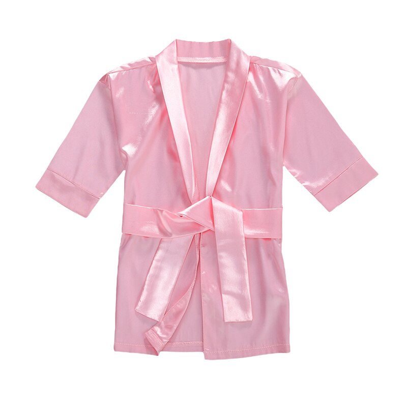 Infant Kids Baby Girls Nightgowns Long Sleeve Children Solid Nightdress Ice Silk Soft Conjoined Pajama Sleepwear Nightgown: Pink / 5T