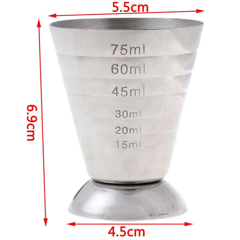 75Ml Metalen Meet Cup Drink Tool W/Ml/Oz Shot Ounce Jigger Bar Gemengde Cocktail Beker 0.5-2.5Oz/15-75Ml/1-5Tbsp