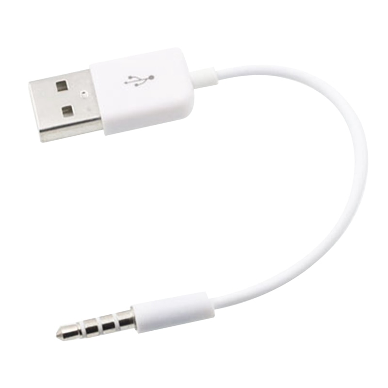 Usb kort oplader data hvid kabel 3.5mm jack adapter opladningsledning til apple ipod 3rd 4th 5th 6th 4/5/6 mp3 afspiller