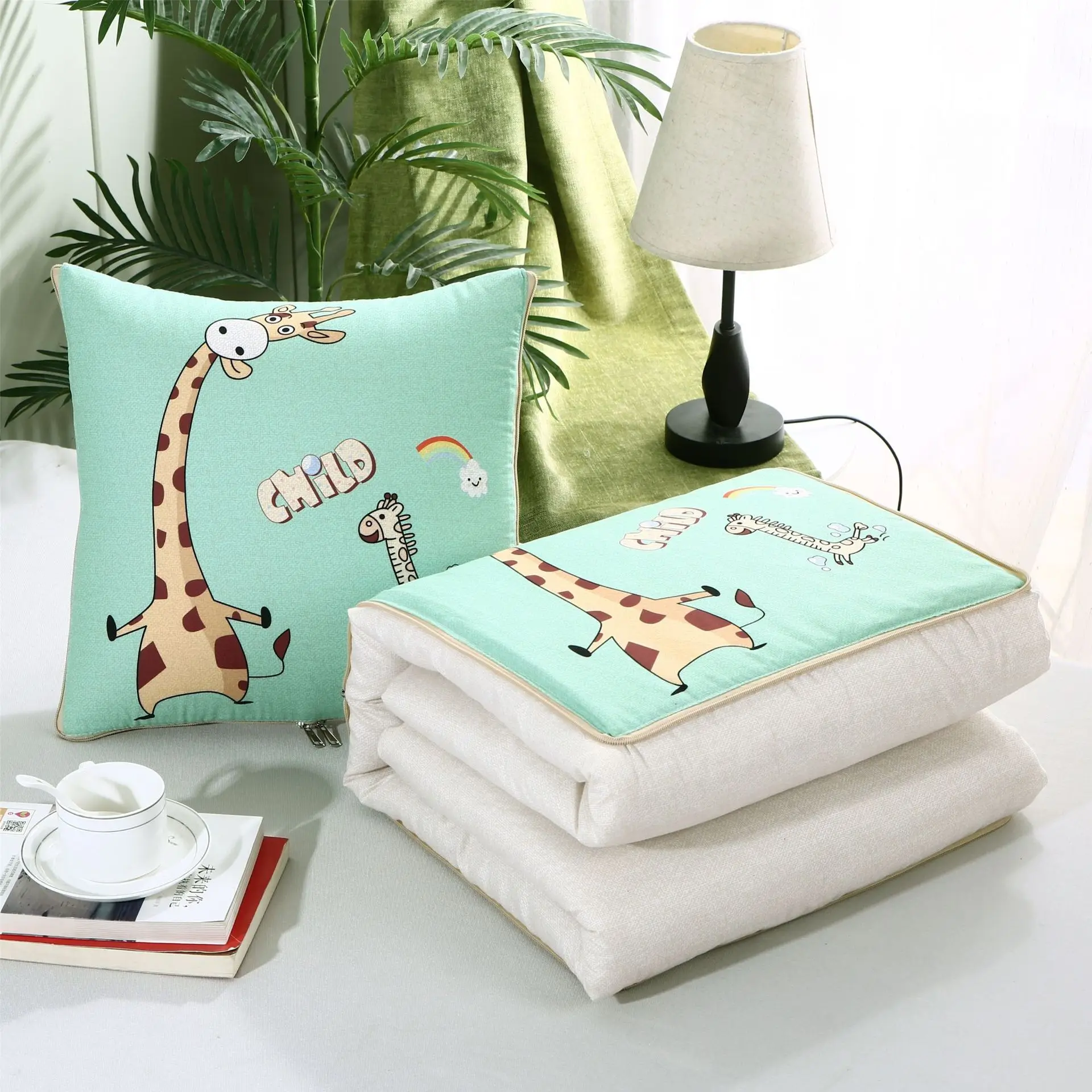 Multifunctionele deken Opvouwbaar kussenkussen, PP-katoen voor bank, bed, auto, reizen 2 in 1, cartoonkussens, kussens, dekens: 40*60 / YELLOW