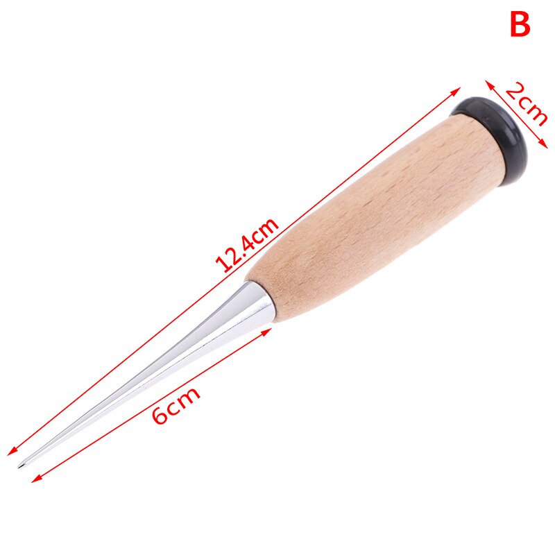 1PC Leather Craft Awl Tool Hole Maker Wooden Handle Sewing Stitching Punching: B