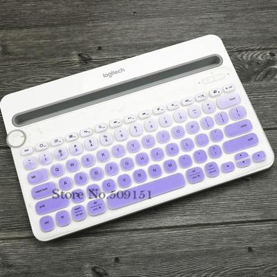 Tastatur Abdeckung Schutz Für Logitech K480 Bluetooth Multi-Gerät Tastatur Silikon Wasserdicht kabellos Schreibtisch Staub Haut Film: Gradualpurple