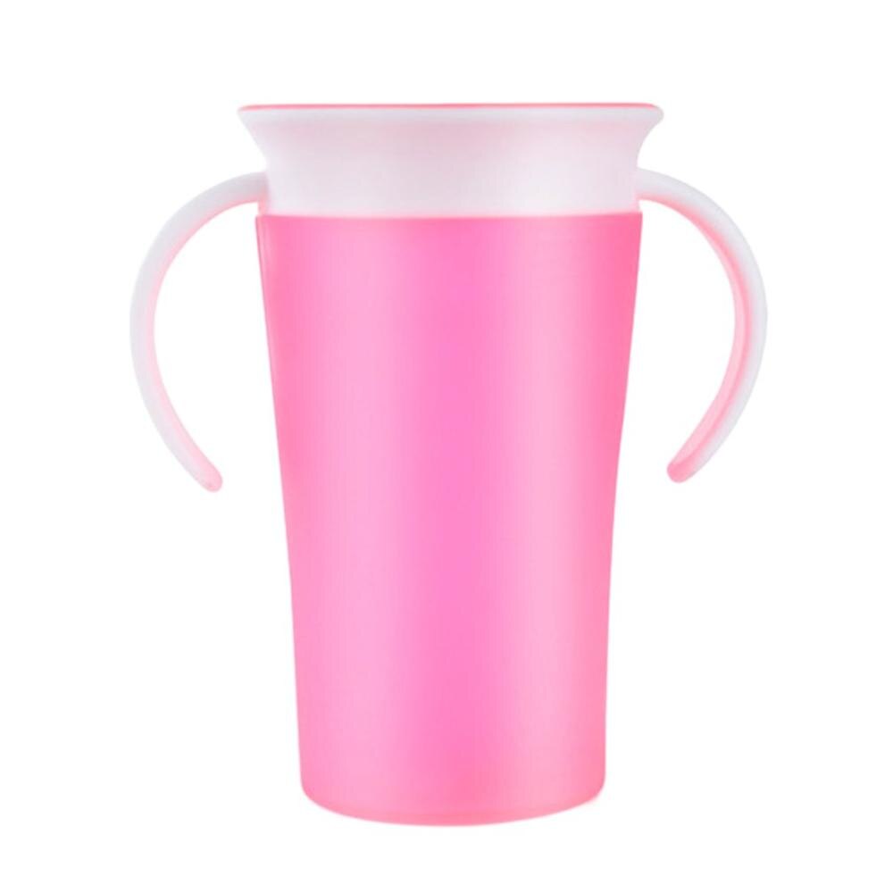 Baby Leren Drinkbeker 360 Graden Water Melk Stro Fles Met Handvat Lekvrije Veilig Leren Drinken Training Cup: pink