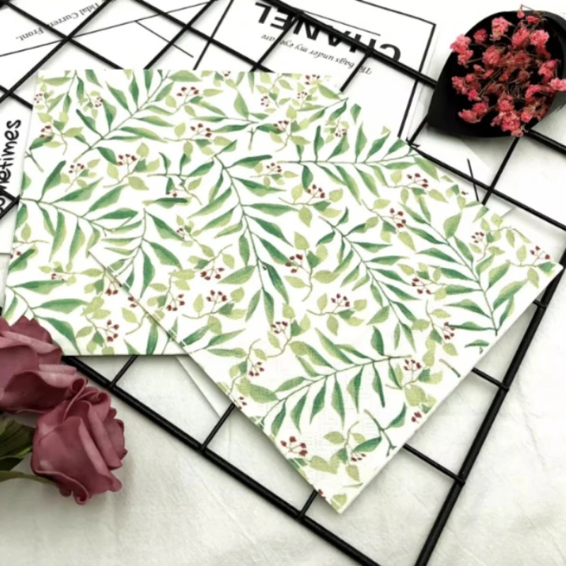 Kleurrijk Servetten Bedrukt Vierkant Papier Servetten Restaurant Bloemen Gezichtsdoekjes Hotel Bruiloft Tafel Setting Puur Houtpulp Papier