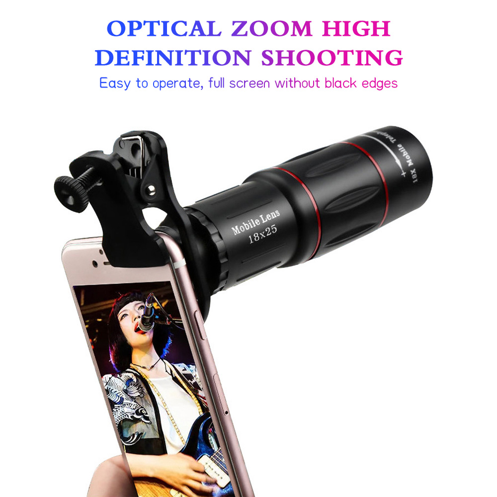 Téléobjectif à baril unique 18/28 fois, caméra externe, adapté aux téléphones mobiles, télescopes, prise de vue de Concert, 1 pièce
