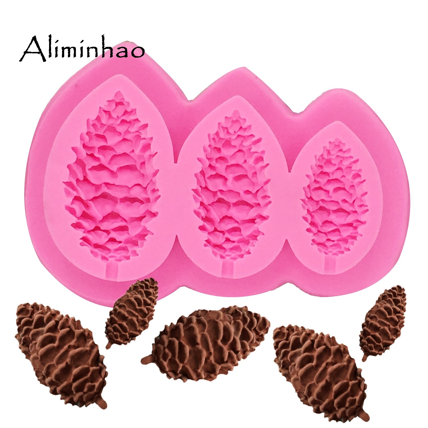 B1217 3 gaten Pine cone Silicone Mold Sugarcraft dessert Snoep Klei Chocolade Mallen Fondant Cake Decorating Gereedschap