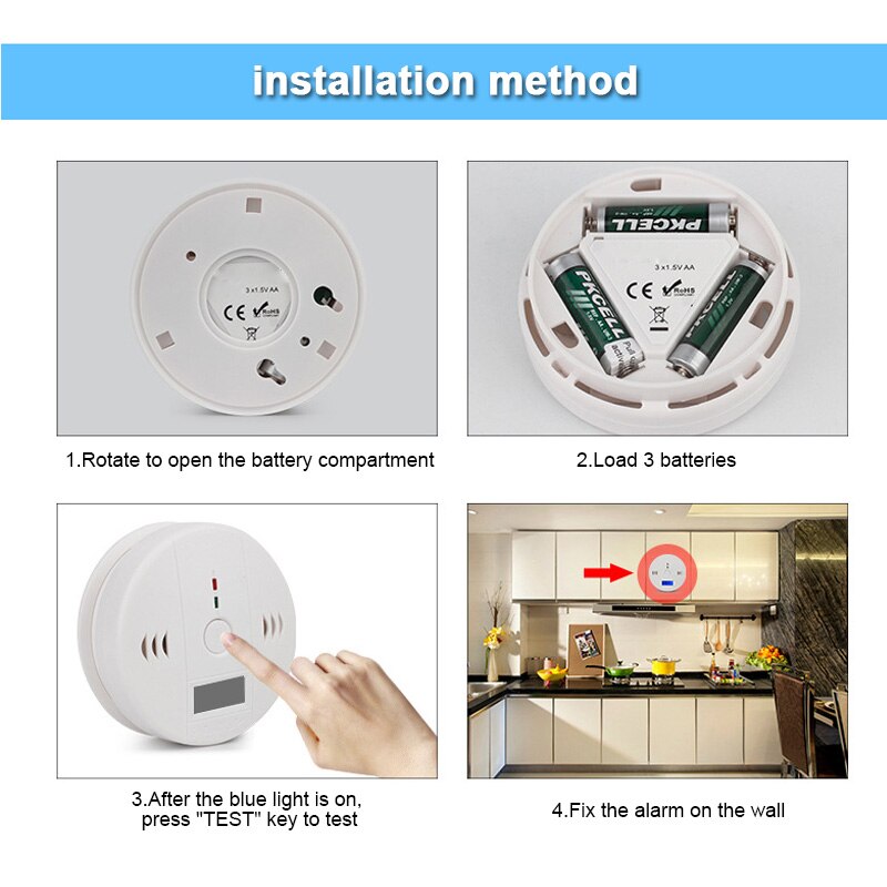 Portable CO Detector Alarm LCD Security Gas Monitor Carbon Monoxide Detectors Battery Powered JLRL88