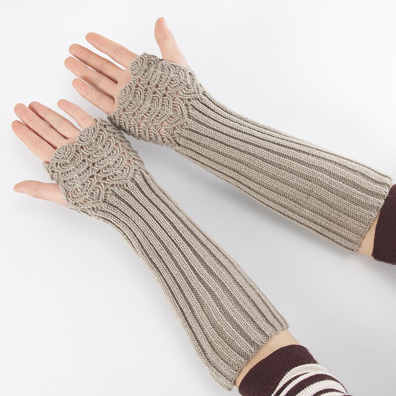 Femmes main plus hiver Gants bras Crochet tricot lisse mitaine sans doigts gant Gants Femme offre spéciale