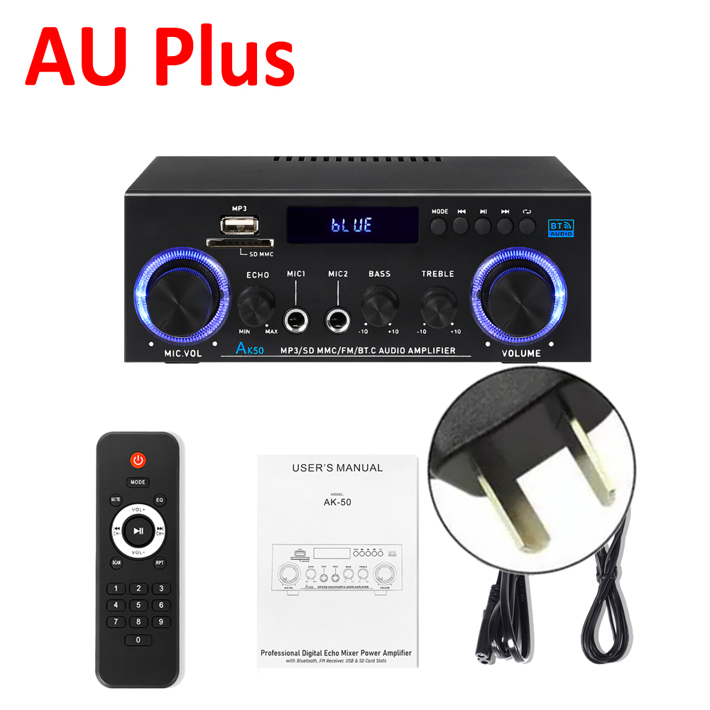 WOOPKER 60W * 2 Amplificatore audio AK50 HiFi Digitale Bluetooth Amplificatore di potenza Canale 2.0 FM USB AUX Amplificatore audio per Home Car Karaoke: orange