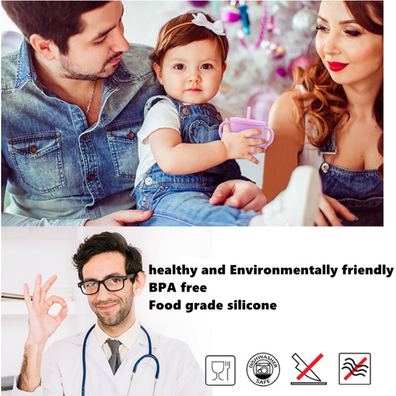 Solid Baby silicone Sippy Cups Feeding Cups Babi Learning drink Baby Drinkware For Toddlers Kids With Silicone Straw Cup Lids