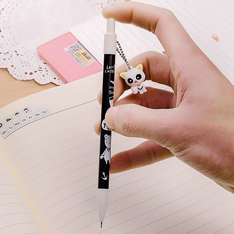 2pcs Cartoon Cat Pendant 0.5mm Mechanical Pencil Plastic Automatic Pencils Pen