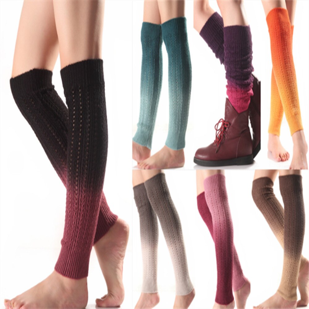 Ladies Winter Cashmere Knitted Leg Warmers Boot Cuffs Trim Toppers Gradient colour Leg Warmers ST024