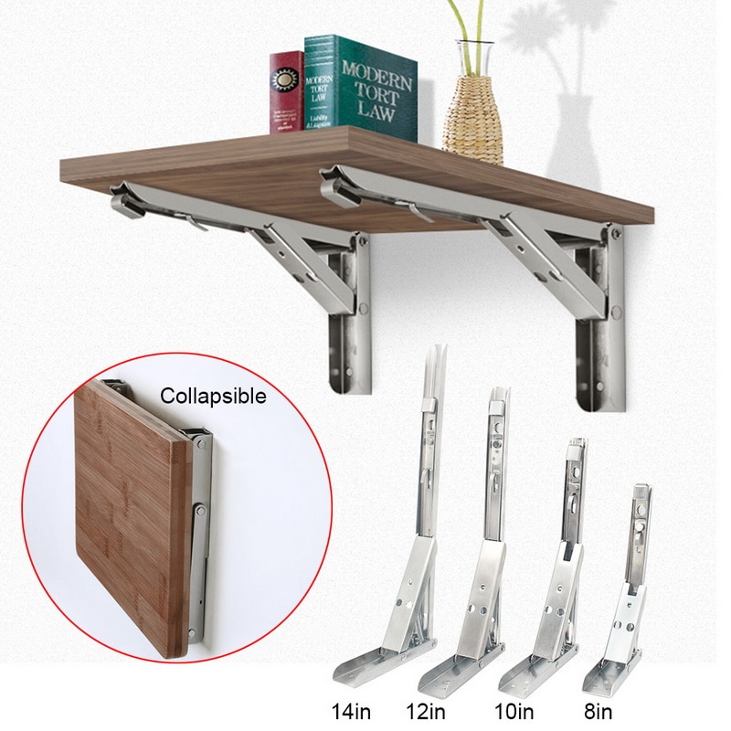 2 stk 8-14 tommer hvid trekant foldevinkelbeslag justerbar vægmonteret holdbar bærende hylde beslag diy møbel hardware