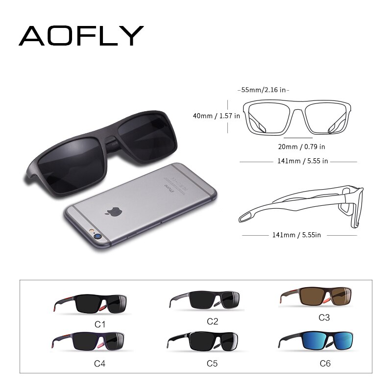 AOFLY ultra-léger TR90 lunettes De soleil polarisées hommes pilote nuances mâle Vintage lunettes De soleil pour hommes Spuare lunettes Gafas De Sol