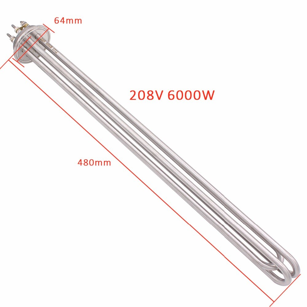 DERNORD 208v 6000w Electric Immersion Brewing Heating Element with 2" Tri-clamp Flange