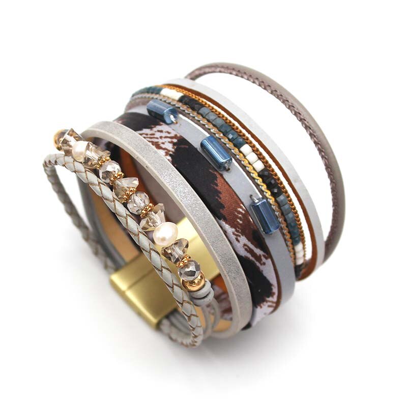 Totabc Charm Lederen Armbanden Voor Vrouwen Crystal Dames Boho Multilayer Wide Wrap Armband Vrouwelijke Sieraden: 3