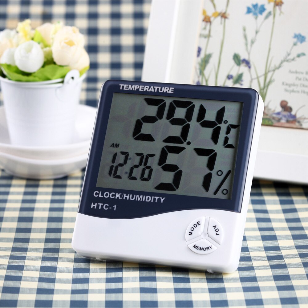LCD Digital Temperature Humidity Meter Home Indoor Outdoor Electronic Thermometer Hygrometer Weather Station With Alarm Clock