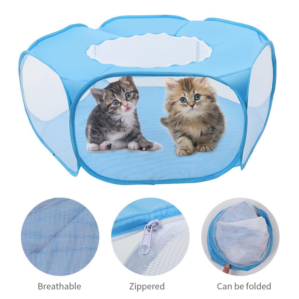 Guinea Pig Cage Pop Open Tent Small Animals Breathable Portable Exercise Fence Pet Playpen Outdoor/Indoor Yard Cage Transparent
