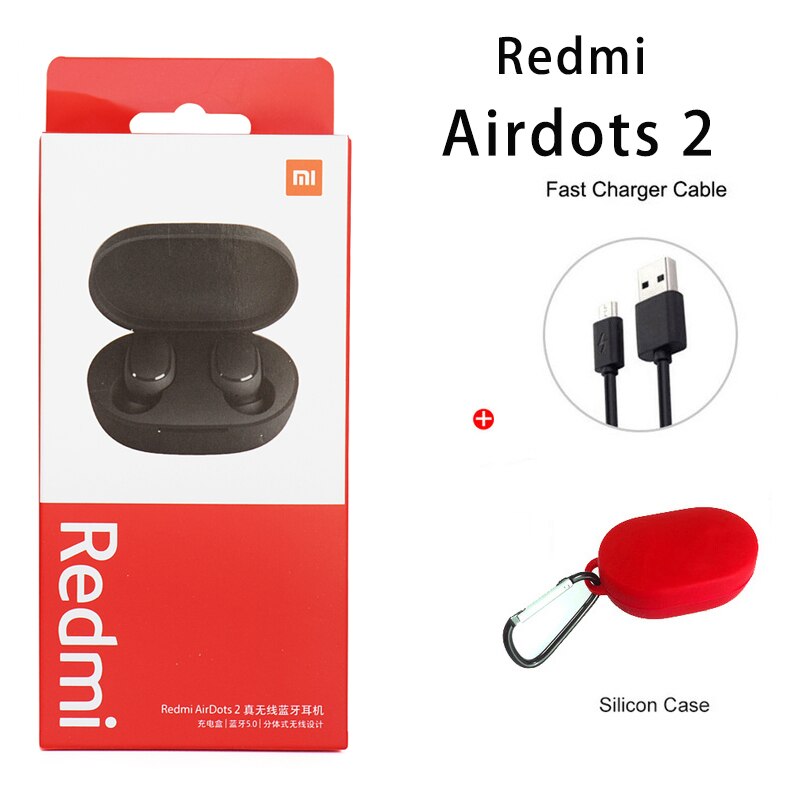 Xiaomi Redmi Airdots 2 Ohrhörer Wahre Drahtlose Kopfhörer Bluetooth 5,0 Headset Mit Mic Lade Kopfhörer In-Ohr stereo bass: Airdots 2 red cable