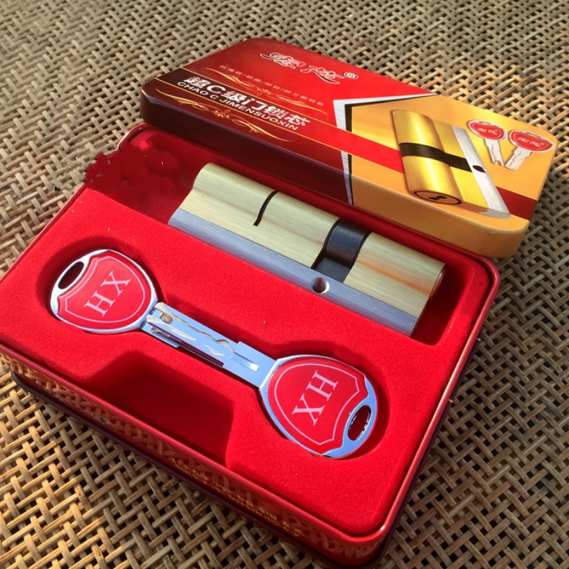 Anti-theft Door Lock C Grade Copper Locking Cylinder Security Lock Core Cylinders Key 80mm-105mm Door Cylinder Lock with 6 keys