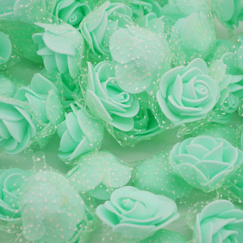 Mini roses en mousse de polyéthylène, 3.5cm, 50 fleurs/lot, têtes de fleurs artificielles, pour décorer un mariage, à la maison, pour l'artisanat