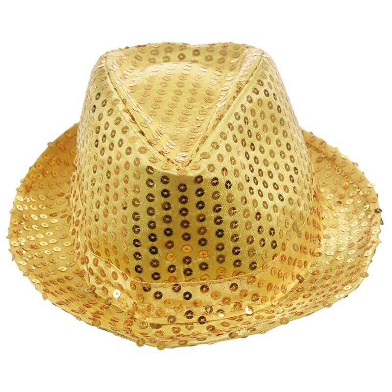 Pailletter trilby hat top hat fancy dress fest polterabend nat dans teater shows, gul