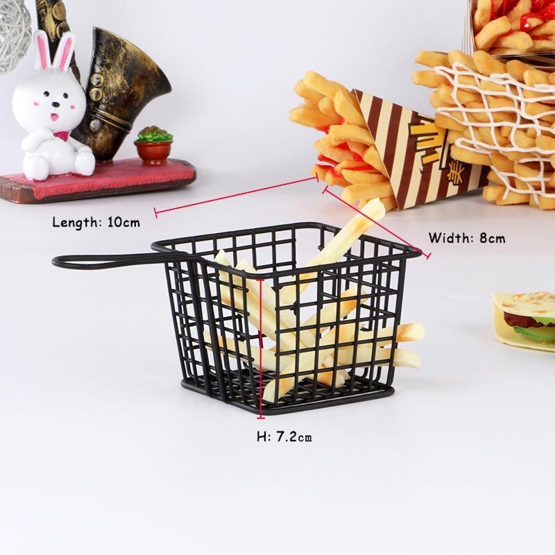 Pommes frites kurv snackskurver stekt kylling tallerken rustfritt stål pommes frites gryte mech kurv kjøkken kokeverktøy 1 stk: Svart