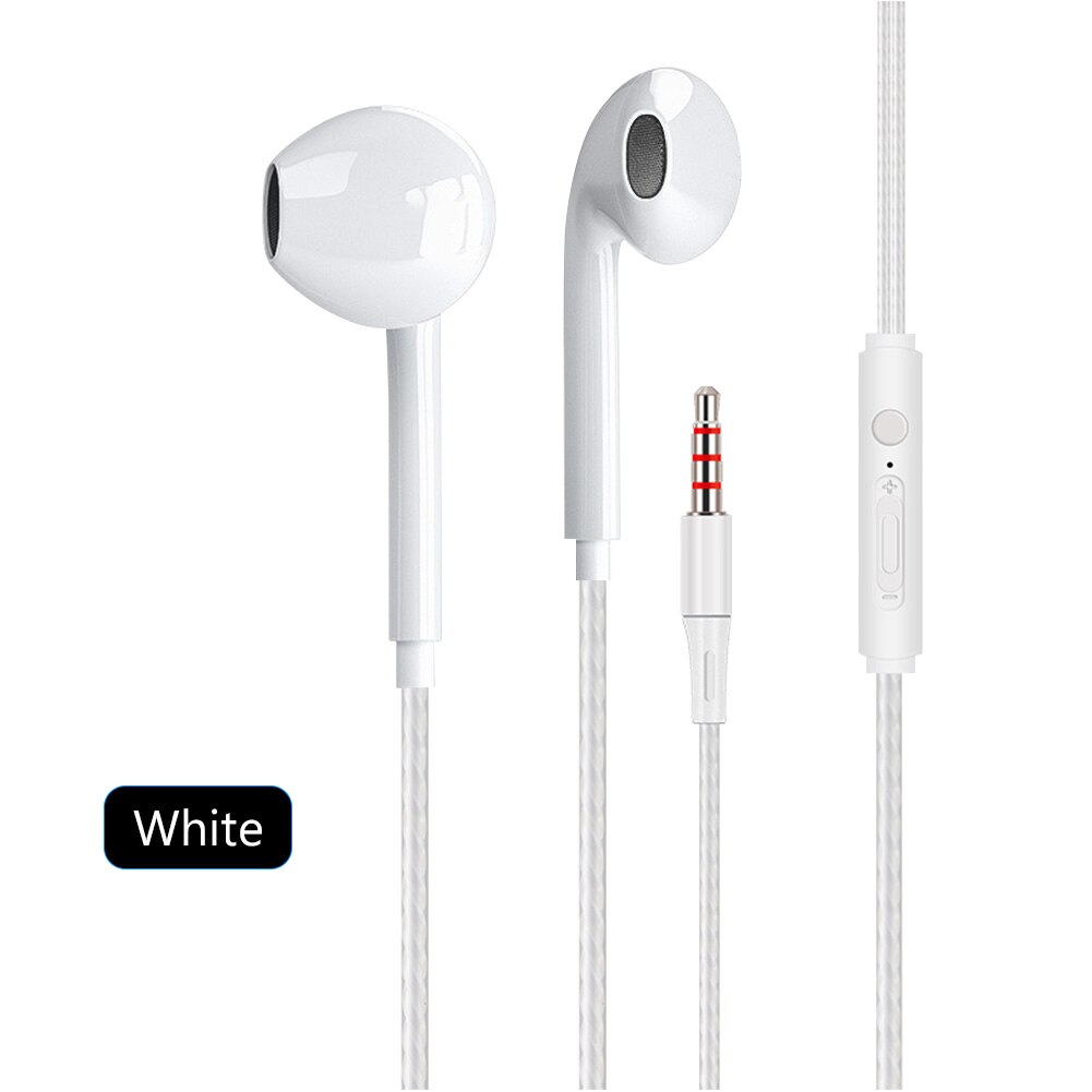 3.5mm Wired Headphones With Bass Earbuds Stereo Earphone Music Sport Gaming Headset With mic For Xiaomi IPhone 12 Earphones: White