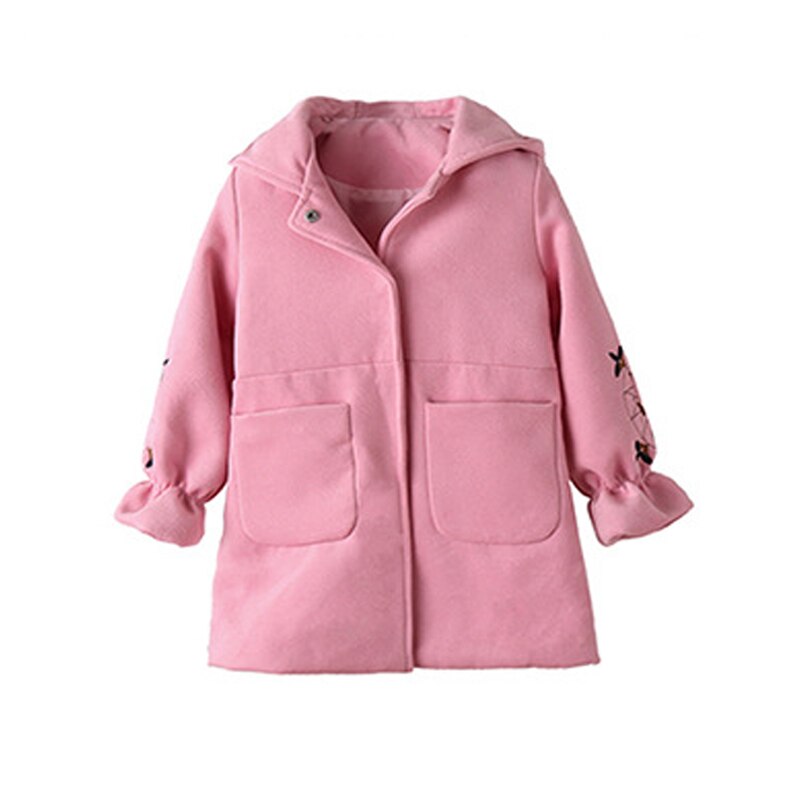 Girls Spring And Autumn Jacket Children Woolen Coat Embroidery Girl Coat Slim Red Jacket For Girls Clothes Cotton Jacket