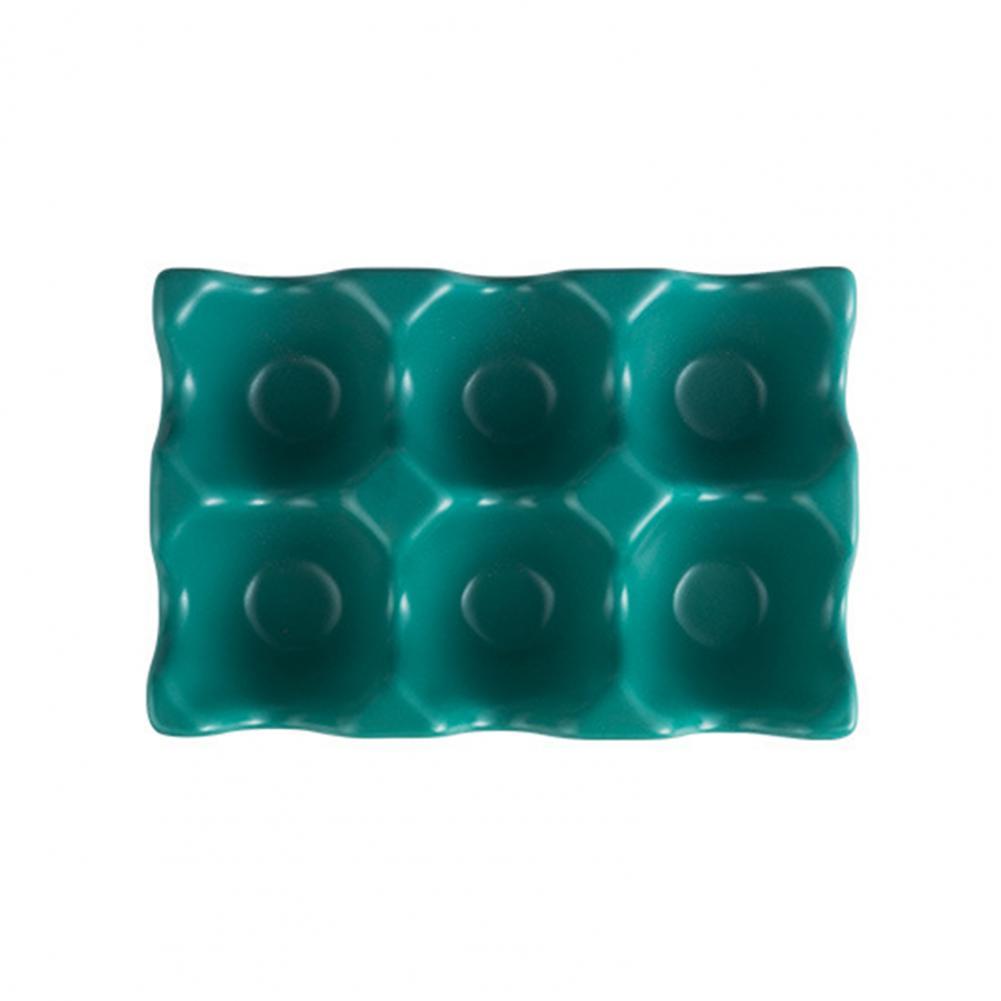 6 Grids Egg Holder Ceramic Egg Tray Anti-Slip Egg Container Storage Trays Space-Saving Egg Storage Box Refrigerator Organizer: Atrovirens