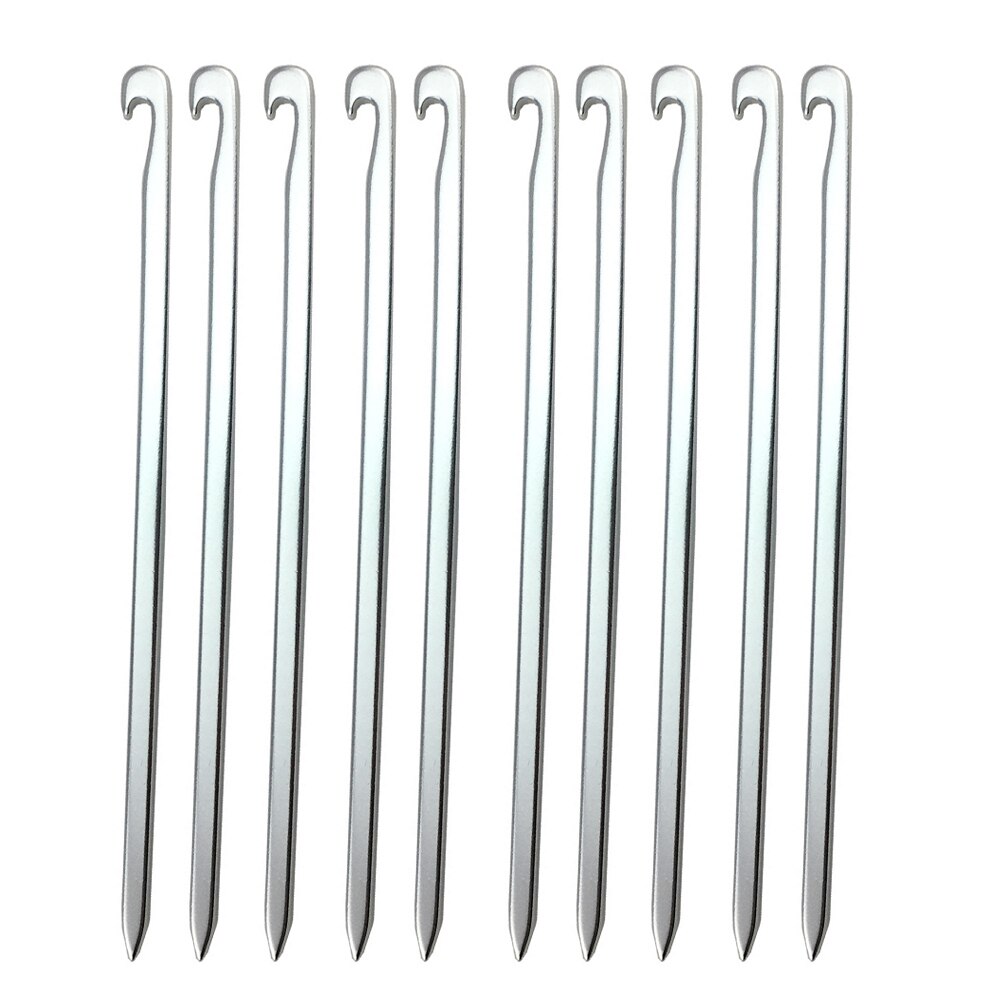 10 pièces/lot de piquets de tente en alliage d'aluminium 16cm piquets de jardin clou de terre hamac robuste Camping pour Guyline auvent flyleaf: Gris clair
