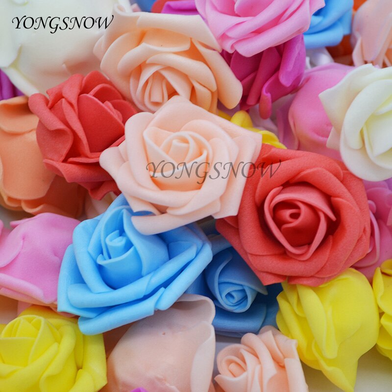 50 stk/parti 4cm kunstige blomsterhoveder håndlavet gør-det-selv bryllup boligdekoration multi-brug pe skum rose dekorative blomster forsyninger 65z