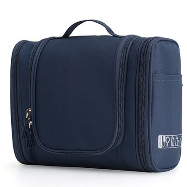 Cosyde novo saco de maquiagem de viagem organizador à prova dwaterproof água mulher saco de armazenamento de cosméticos pendurado saco de toalete: B style Navy