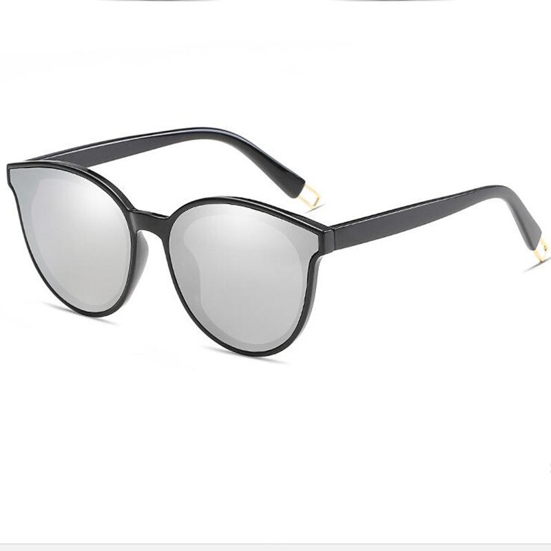 Kvinder farve luksus flad top cat eye solbriller oculos de sol mænd twin beam overdimensionerede solbriller  uv400: Sølv