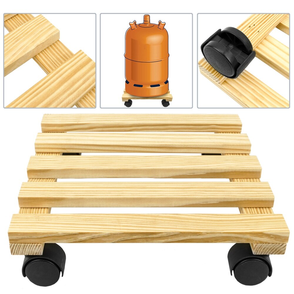 PrimeMatik-square wooden platform with wheels 30 cm