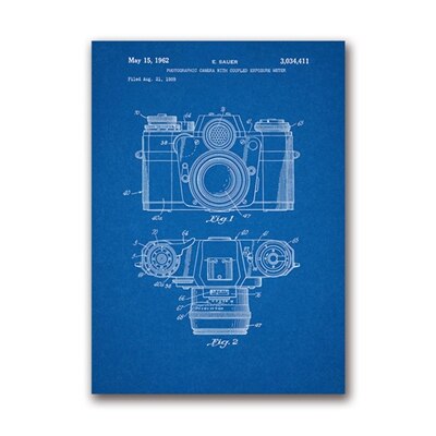 Vintage Camera Patent Poster Wall Art Print, Antieke Camera Canvas Schilderij Retro Blauwdruk Muur Foto Fotografie Decoratie: 30x40 cm No Frame / 01