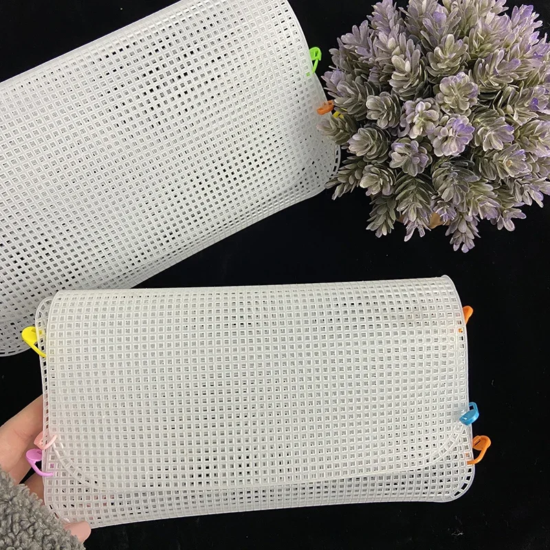 Plastic Mesh Cloth For Bag Making DIY Handcraft Bags Weaving Material Latch Hook Bags Made Plastic Grid Hook Crafts Accessories
