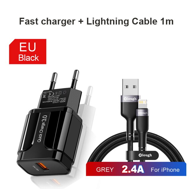 Rexxar szybkie ładowanie 3.0 ładowarka USB dla iPhone Xiaomi Samaung Huawei iPad Adapter ścienny QC3.0 szybkie ładowanie ładowarka do telefonu komórkowego: EU Plug add A-L