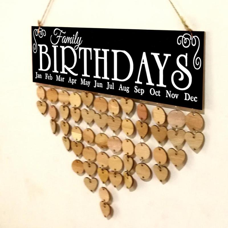 Wooden Birthday Reminder Board Fashionable Family Decorative Calendar Ornament Necessary Birthday Party Gadgets