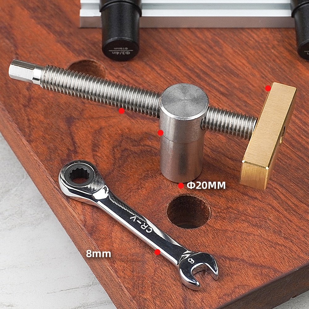 Woodworking Bench Dog Brake Inserts Workbench Fast Fixed Clip Clamp Brass Fixture Vise for 3/4&quot; and 20mm Dog Holes