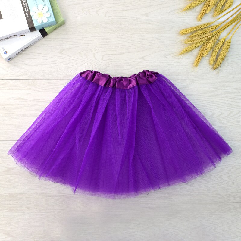 Jupe Tutu de danse pour filles, jupe princesse à trois couches, en maille courte, Ballet princesse vêtements pour filles: Dark Purple