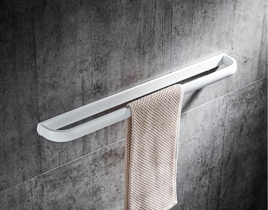 Badkamer Accessoires Set, Witte Vierkante Papier Houder, Handdoek Bar, Zeep Mand, Handdoekenrek, hoekplank, Haak, Badkamer Hardware Set: single towel bar