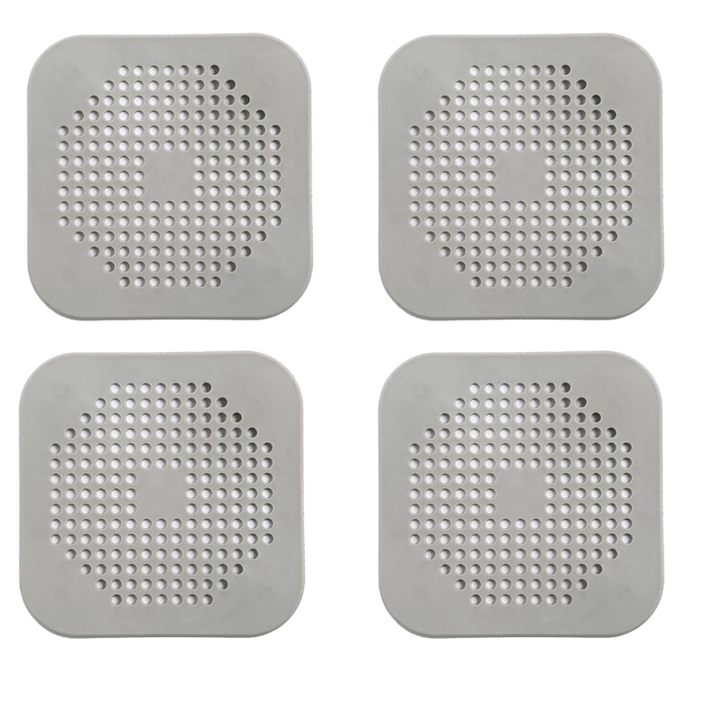 Conveniente y duradero cubierta de drenaje de ducha cuadrada de silicona evita la obstrucción del fregadero colador de drenaje de ducha colador de fregadero de adsorción: Gris oscuro