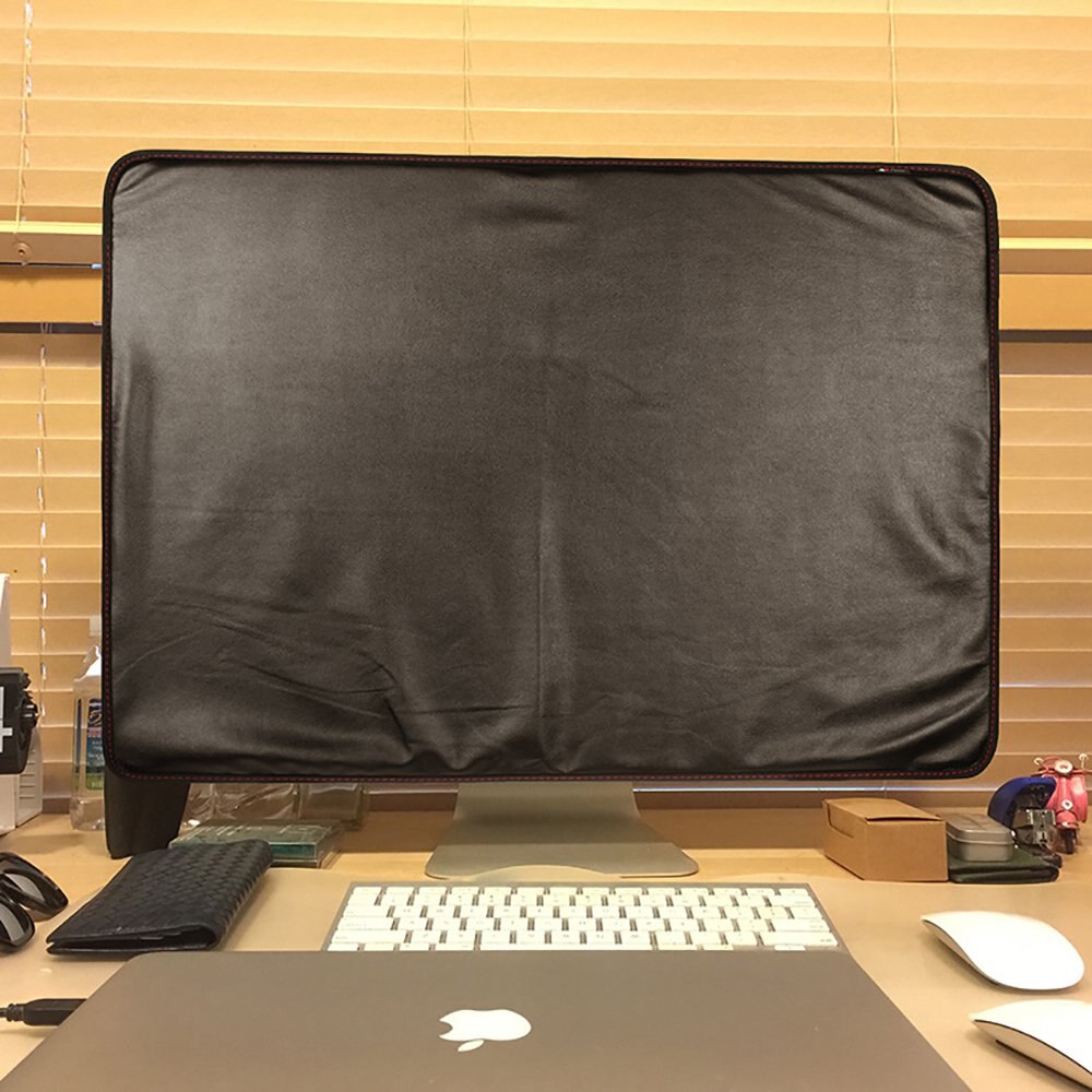 21 tommer 27 tommer sort polyester computerskærm støvbeskyttelsesbeskytter med indvendigt blødt for til apple imac lcd-skærm  la001