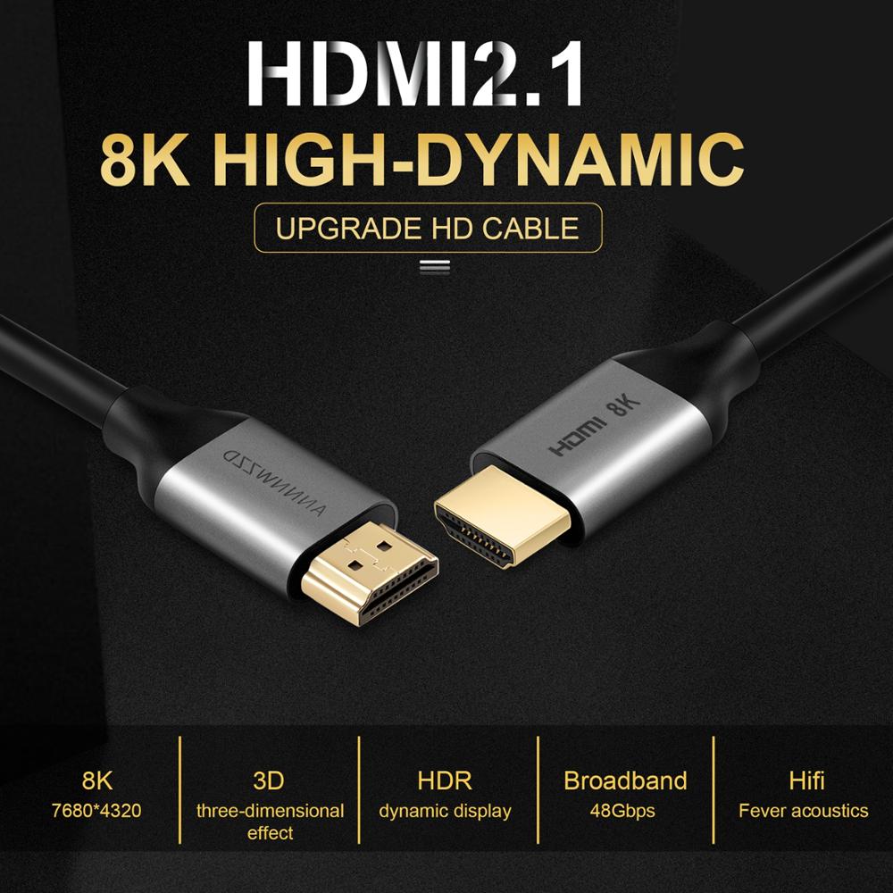 HDMI 2.1 Cable 8K/60Hz 4K/120Hz UHD HDR 48Gbps HDMI Cable Cord for PS4 Splitter Switch TV Digital Audio Video Cable 8K HDMI 2.1