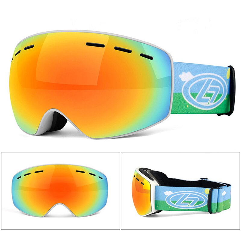 Inverno snowboard óculos de esqui para crianças dupla lente anti nevoeiro máscara à prova vento colorido banhado a grande quadro óculos de esqui crianças