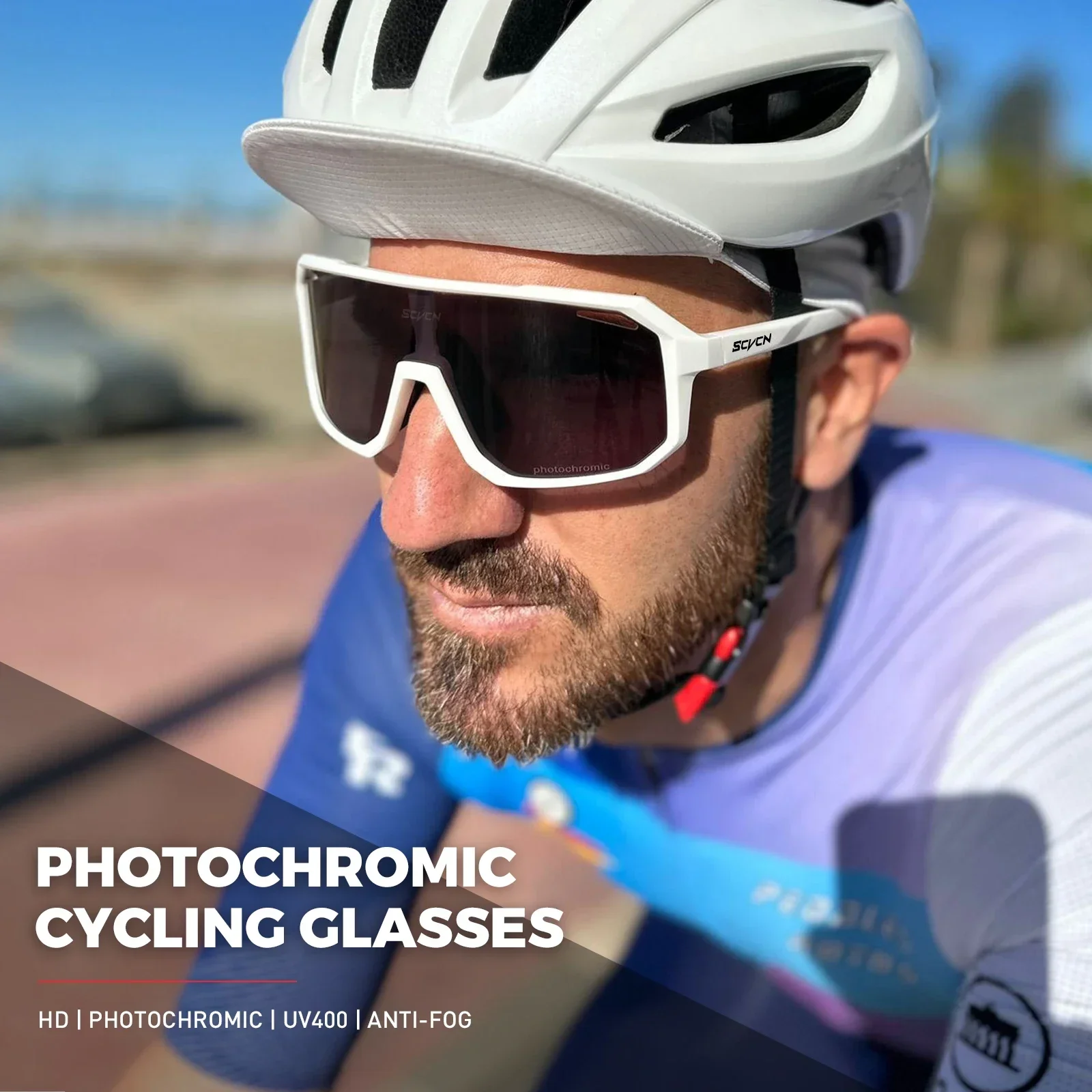 SCVCN Photochromic Cycling Sunglasses Outdoor Cycling Road Mountain Bike Glasses Men and Women Casual Hiking Windproof Glasses