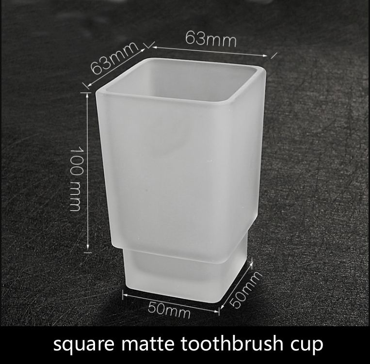 Taza de cepillo de dientes de vidrio redondo cuadrado para el hogar, baño, hotel, esmerilado o transparente